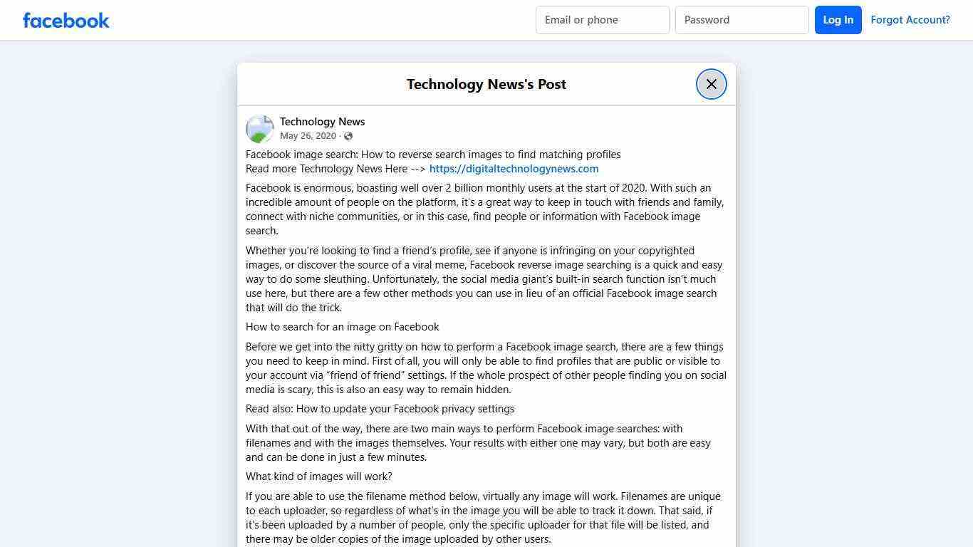 Technology News - Facebook image search: How to reverse... | Facebook